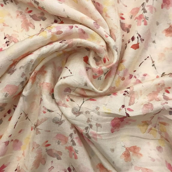 Sonakshi Fashion White Printed Fabric Flower Poly Crepe 52 Inch Wide Bundles for Sewing, By The Yard