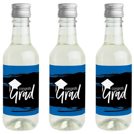 Blue Grad - Best is Yet to Come - Mini Wine and Champagne Bottle Label Stickers - Royal Blue Graduation Party Favor