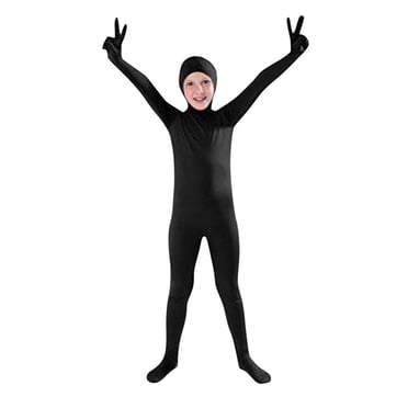 Curuila Children Boys Girls Catsuit Solid Color Long Sleeve Hooded Stretchy Fashion Comfortable Bodysuit Black Size 2-3 Years
