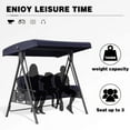 thumbnail image 6 of PURPLE LEAF Outdoor Patio Porch Swing with Stand, 3-Seat Swing Chair with Adjustable Tilt Canopy All-Weather Steel Frame for Backyard Front Porch Lawn, Cushions and Pillow Included, Navy Blue, 6 of 12
