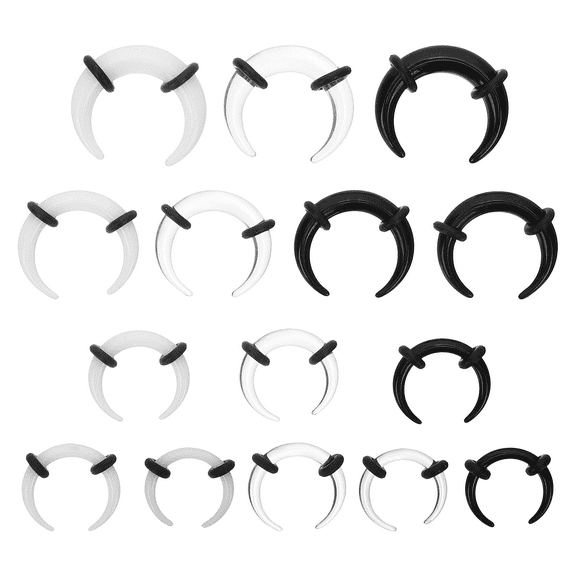 WHAMVOX 15Pcs Acrylic Horseshoe Septum Rings Ear Nose Stretching Kit High Polished