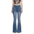 thumbnail image 3 of Women's High Waisted Light Wash Wide Leg Distressed Denim Jeans, 3 of 8