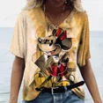 thumbnail image 5 of Camisetas estéticas con cuello en V para mujer, camisetas con estampado gráfico de Mickey Mouse de Disney, camisetas de manga corta Harajuku Y2k, ropa femenina, 5 of 5