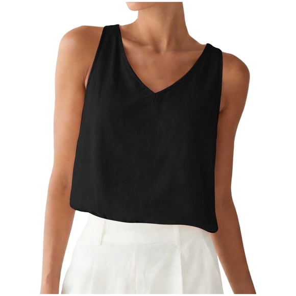 Fsqjgq Camisoles Amples pour Femmes Sans Manches Courtes Haut de Type Veston Col Rond Bas Camisoles Chemises d'Été de Plage