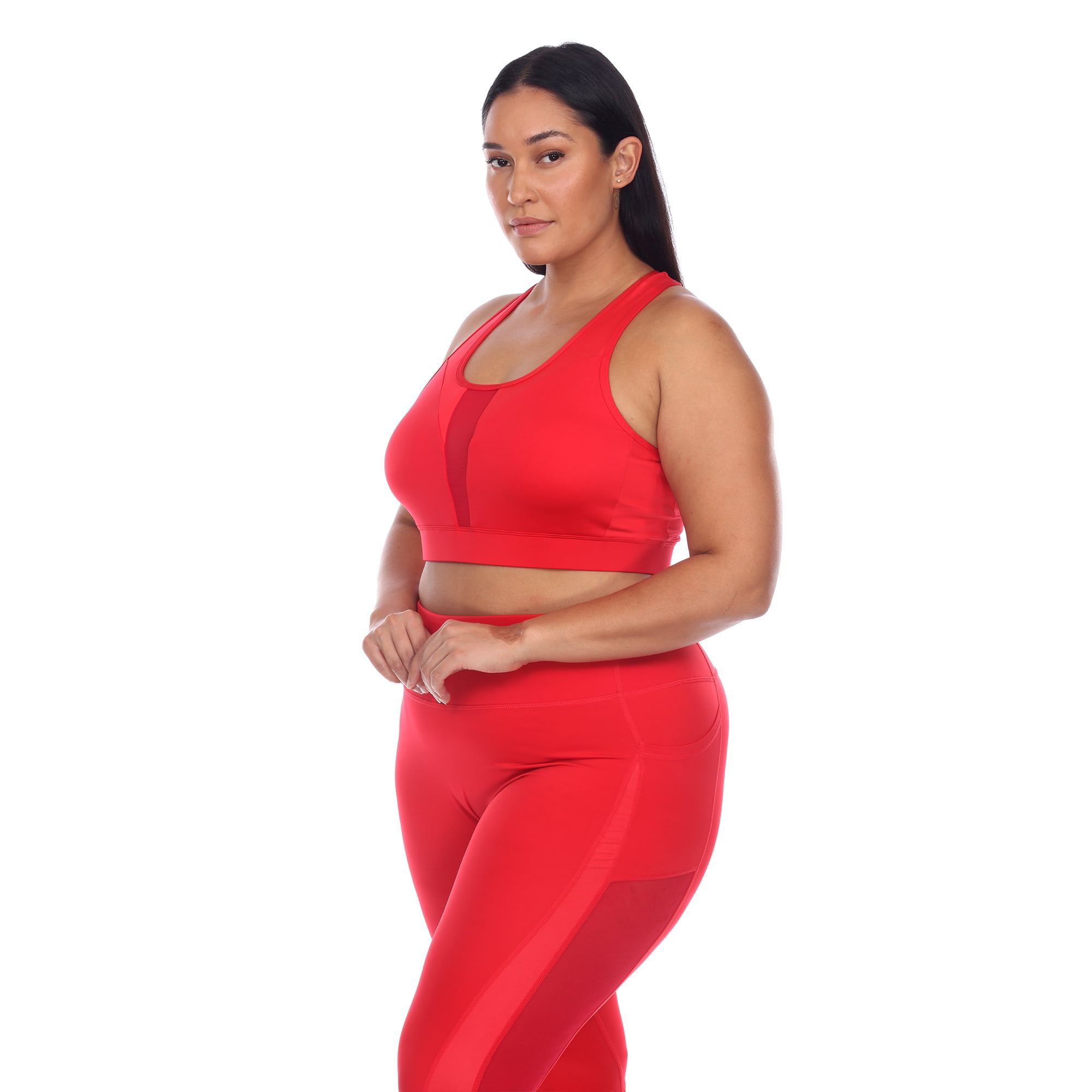 White Mark Women's Plus Size Racer Back Nylon Spandex Sports Bra