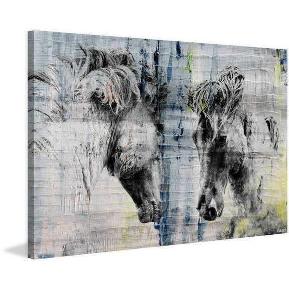 "Facing Horses" Painting Print on Wrapped Canvas