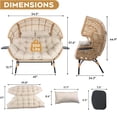 thumbnail image 6 of CHINNLUU Double Egg Chair Indoor Outdoor Stationary Oversized Thicken Padded Cushions,2 Person Egg Loveseat Chair, Extra Large Lounge Chair for Patio Balcony Porch - (Beige Square), 6 of 10