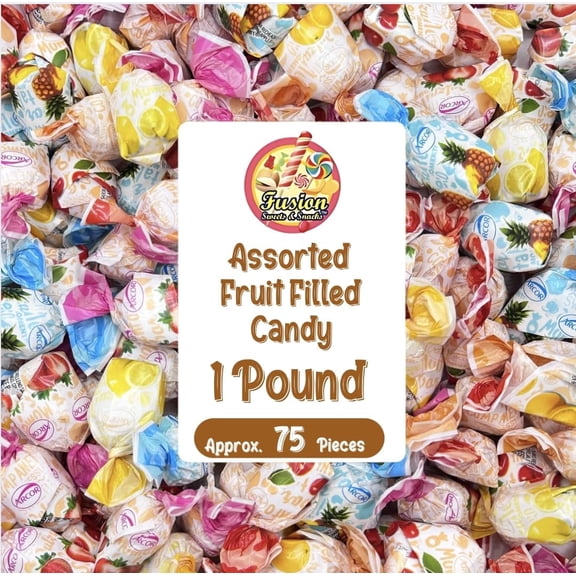 Fruit Filled Candy - Assorted 1 Pound Bulk Bag(Approx. 75 Pieces), Arcor Bon Bon Fruitfuls Candy, Sweet Hard Exterior with a Soft Fruit Filled Center, Individually Wrapped Hard Candy