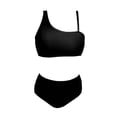 thumbnail image 1 of Traje de Baño Bikini Op para Mujer con Tirante un Hombro Negro Talla M, 2 piezas, 1 of 4