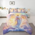 thumbnail image 2 of jejeloiu God Queen Comforter Set,Merry Christmas Bedding Sets,Pink White Bedding Comforter Set For Girls,Luxury Bedroom Decor Reversible,3 Pieces, 2 of 8