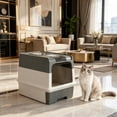 thumbnail image 3 of Enclosed Cat Litter Box with Lid and Scoop, Covered Cat Litter Pan with High Sides for Small Medium Large Cats, Odor Control Kitty Toilet, 3 of 6