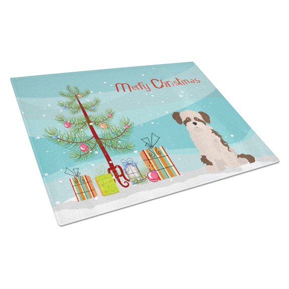 Carolines Treasures CK3890LCB Shi Chi 3 Christmas Tree Glass Cutting Board Large, 12H x 16W, multicolor