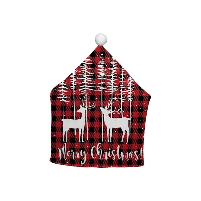Cubiertas de la Silla de Navidad Cubierta de Respaldo Corto Decorativo 65x50cm, Poliéster de la Serie Santa Claus para el Comedor Cubiertas de la Silla Del Banquete Del Hotel para el Comedor Conjunto