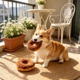 thumbnail image 5 of SouMaox Plush Donut Squeaky Dog Chew Toy, Soft Interactive Pet Toy for Boredom Relief, Durable Plaything for Aggressive Chewers, 3.93" Brown, 5 of 6