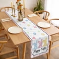 thumbnail image 3 of Table Runner 48 Inches Long for Kitchen Dining, Colorful Rabbits Dresser Scarf Farmhouse, Dining Table Decorations for Wedding/Parties, Happy Easter Cartoon Animal Pink Plaid 13 x 48 In, 3 of 8