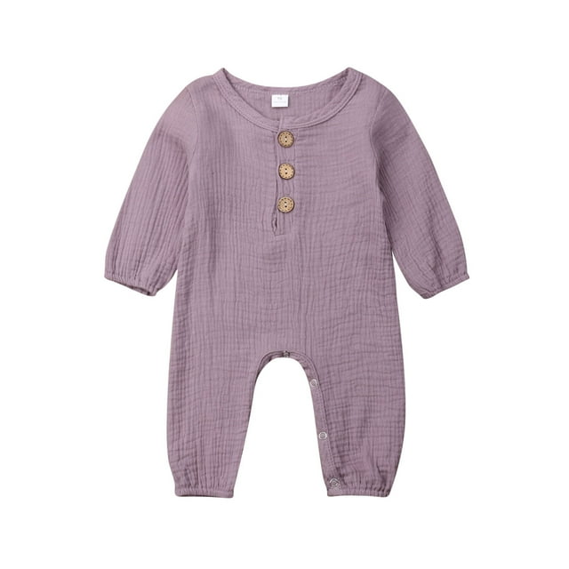 Mialoley Baby Romper, Col Rond à Manches Longues, Côtelé, Couleur Unie