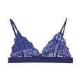 thumbnail image 1 of Conjunto de bragas Gibobby chaleco de 1 pieza para mujer sujetador sin aros lencería Sexy cuello en V sin almohadilla S Azul marino, 1 of 4