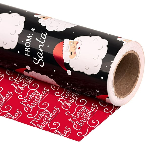 Reversible Plaid Wrapping Paper - Mini Roll - 17 Inch x 33 Feet - Red and Black Plaid Christmas Wrapping Paper for Christmas, Birthday, Baby Shower, Holiday