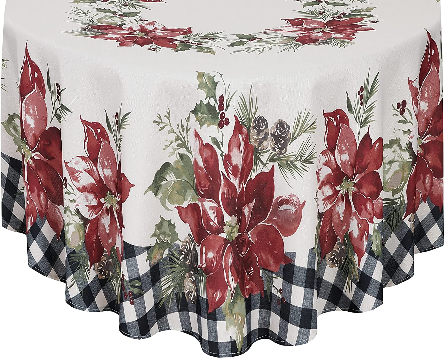 Damask Poinsettia Tablecloth Durable 60X84 60X102 60X120 60X144 Oblong 70 Round 