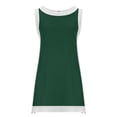 thumbnail image 3 of Robe d'Été à Manches Courtes pour Femmes Col Rond Col en V Solide Décontractée Mini Robe Patineuse Ensemble Deux Pièces, Jupe d'Été Courte, 3 of 6