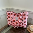 thumbnail image 6 of Yucurem Cute Strawberry Print Shoulder Bag Large Capacity Shopping Bag For Women (Pink) Tote bag (H), 6 of 10