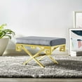 thumbnail image 6 of Modern Deco Contemporary Urban Design Living Room Lounge Club Lobby Accent Chair Bench, Velvet Fabric Metal Steel, Gold Gray, 6 of 6