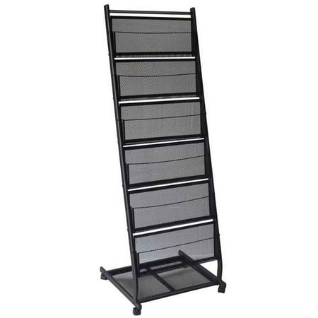 Trade Show Display Store Six Pocket Mobile Literature Display Rack (Medium) 6 Wired Shelves Display Storage for Magazines/Literature/Brochures (Trade Show, Show Room, Show Case) ()