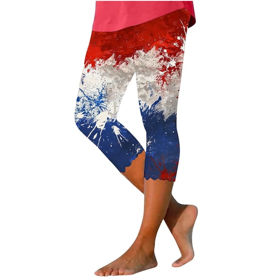 SELONE Pants for Women High Waisted 4th of July Patriotic Holiday Tights Summer Streetwear Pants Star Stripe Outwear M