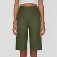 thumbnail image 6 of Women's Casual Bermuda Knee Length Pants Elastic Waist Loose Straight Leg Capri Pants with Pockets, 6 of 7