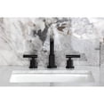 thumbnail image 3 of Kingston Brass FSC8950KNL Convergent Two-Handle 3-Hole Deck Mount Widespread Bathroom Faucet with Knurled Handle and Brass Pop-Up in Matte Black, 3 of 8