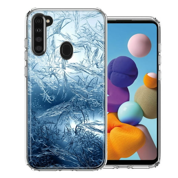 MUNDAZE For Samsung A21 Blue Ice Design Double Layer Phone Case Cover