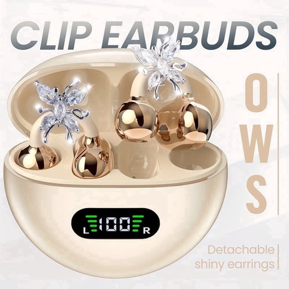Bluetooth true wireless earbuds with microphone, TWS in ear headphones, touch volume, wireless sports ear hook, LED display charging case, half open back, compatible with mobile phones, Type-C chargi