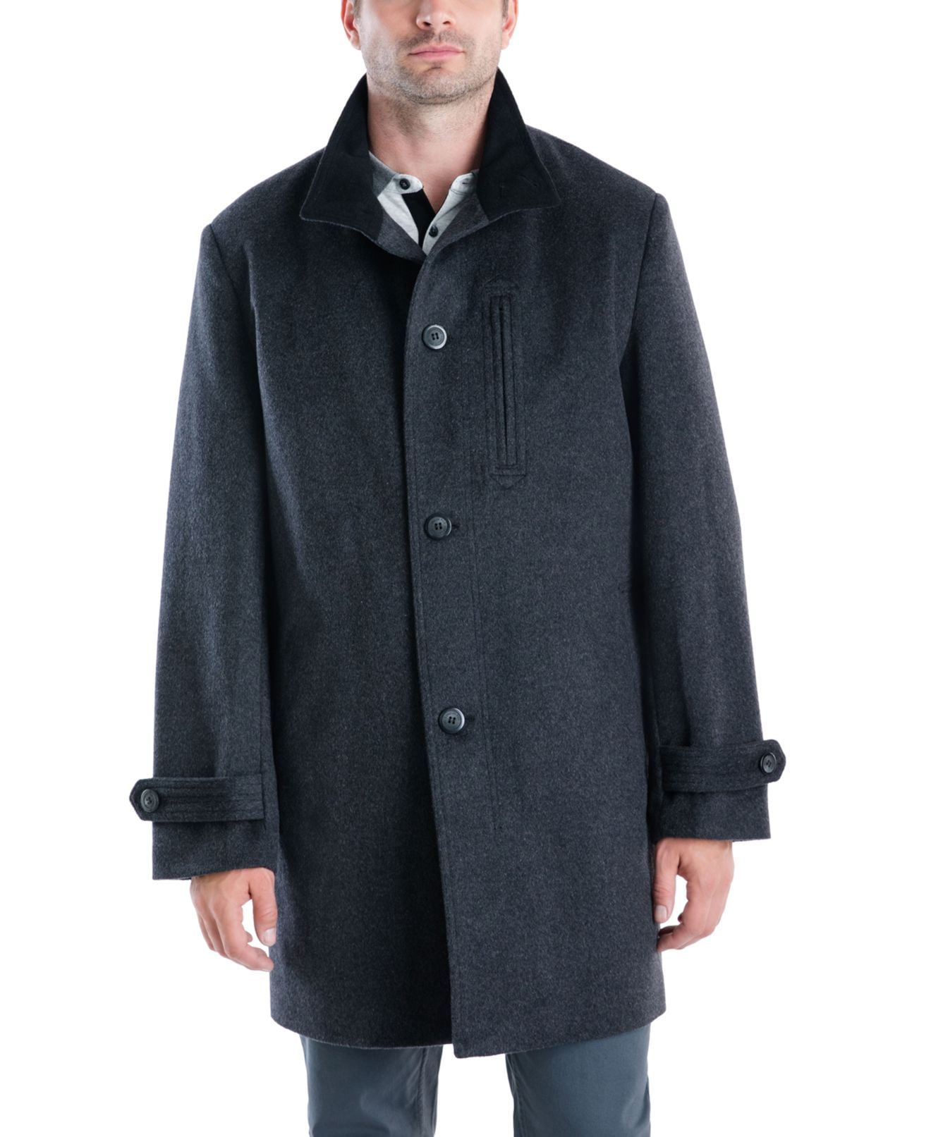 London Fog Men's Clark Classic-Fit Overcoat Black Size 38r