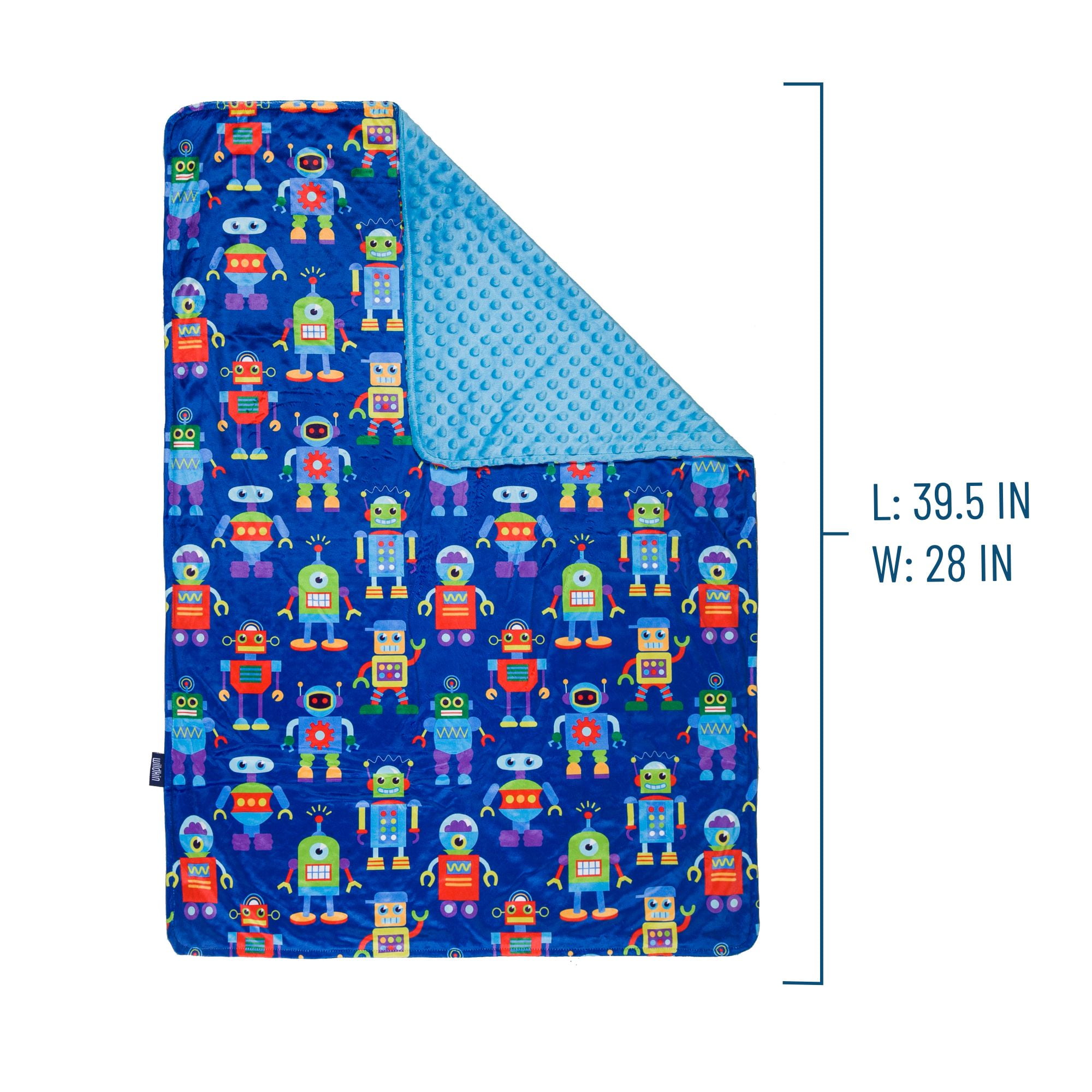 Wildkin Baby Plush Velour Blanket for Girls and Boys (Robots Blue)