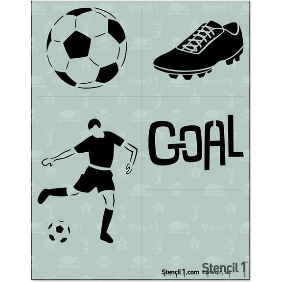 Stencil1 Soccer 4-Pack Stencil Set Art Craft - 8.5" x 11"