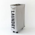 thumbnail image 3 of Foldable Laundry Basket Oxford Cloth Easy Install Storage Basket with Mesh Pulleys Light Gray, 3 of 8