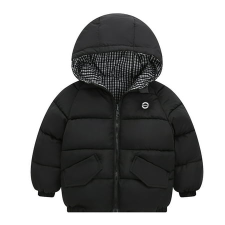 

Toddler Kids Baby Boys Girls Winter Warm Jacket Outerwear Plaid Coats Hooded Padded Outwear For 18-24 Months