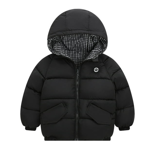 Gibobby Chamarra de invierno para bebé niñoChaqueta cálida de invierno para niños pequeños, bebés, niños y niñas, abrigos a cuadros, prendas de vestir ac(Negro, 12-18 Meses)