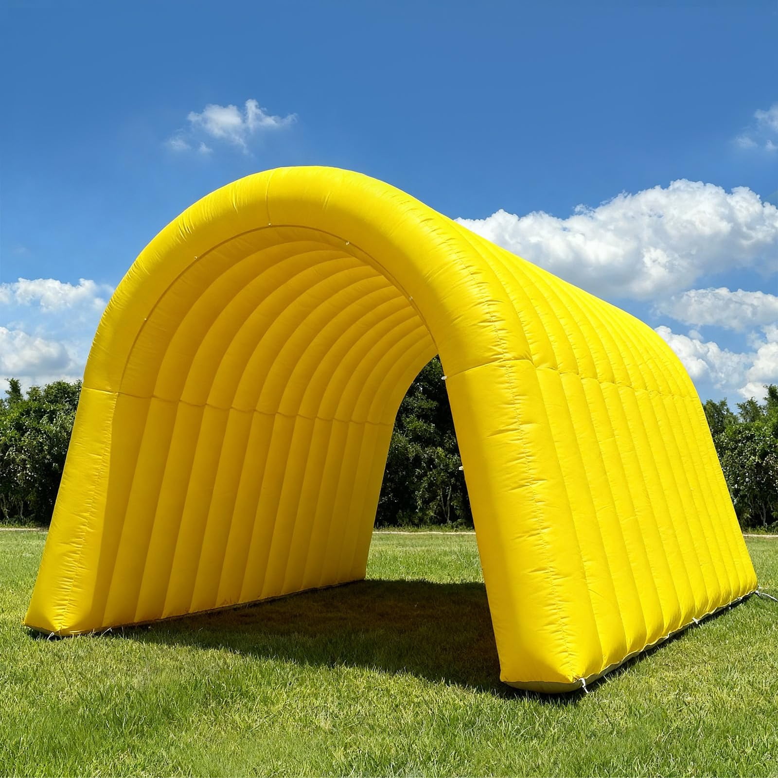 Inflatable Sports Tunnel Entrance 16x10x10FT Yellow, Built-in Blower – Event Inflatable Tunnel Tent for Team Intros, Business Promotion, Trade Shows, Advertising & Exhibitions