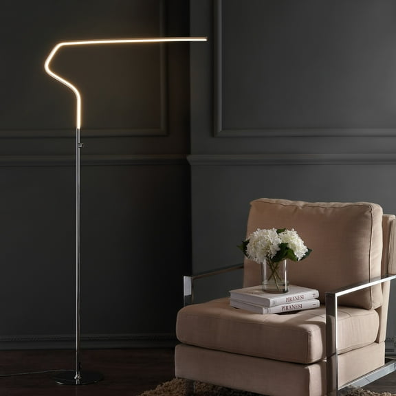 JONATHAN Y Julian 65.25" Integrated LED Metal Floor Lamp, Chrome