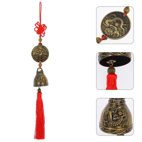 YSNOOWE Colgante De Viento Cobre Con Nudo Chino Y Dragón Tradicional Para Puerta Y Hogar