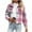 Hot Pink, variant on Otntypg Flannel Plaid Cropped Shacket Jackets for Women Trendy Fall Winter 2025 Long Sleeve Button Down Cardigan Outwear Shirts Lapel Collared Warm Coat with Pockets Green S