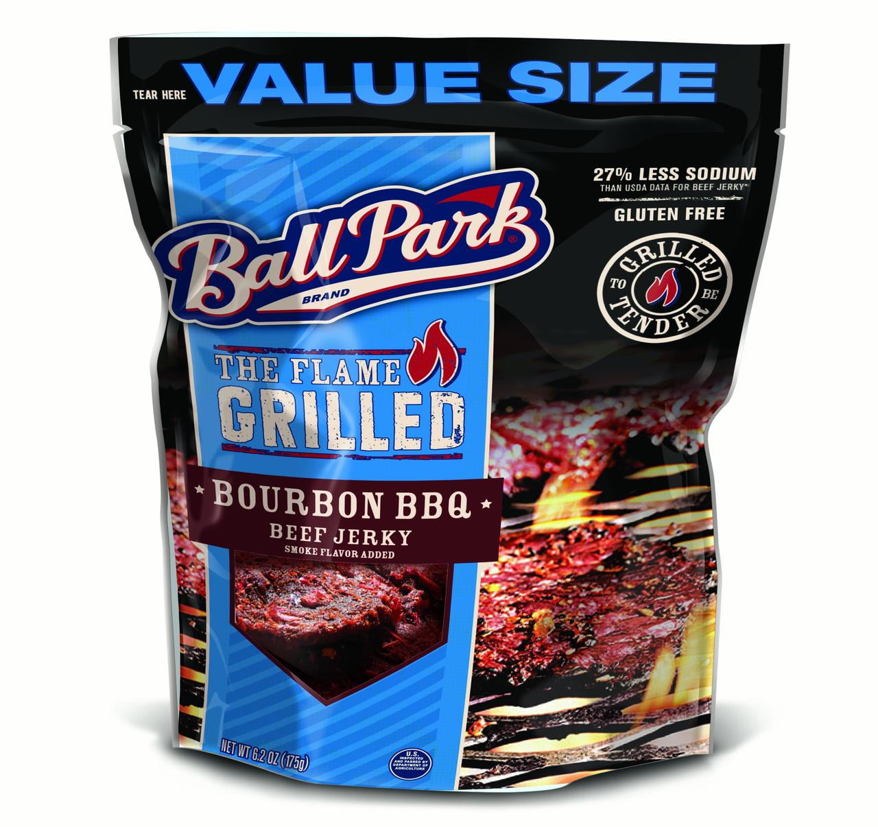 BallPark The Flame Grilled Bourbon BBQ Beef Jerky Value Size, 6.2 Oz