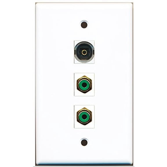 RiteAV - 2 Port RCA Green and 1 Port Toslink Wall Plate