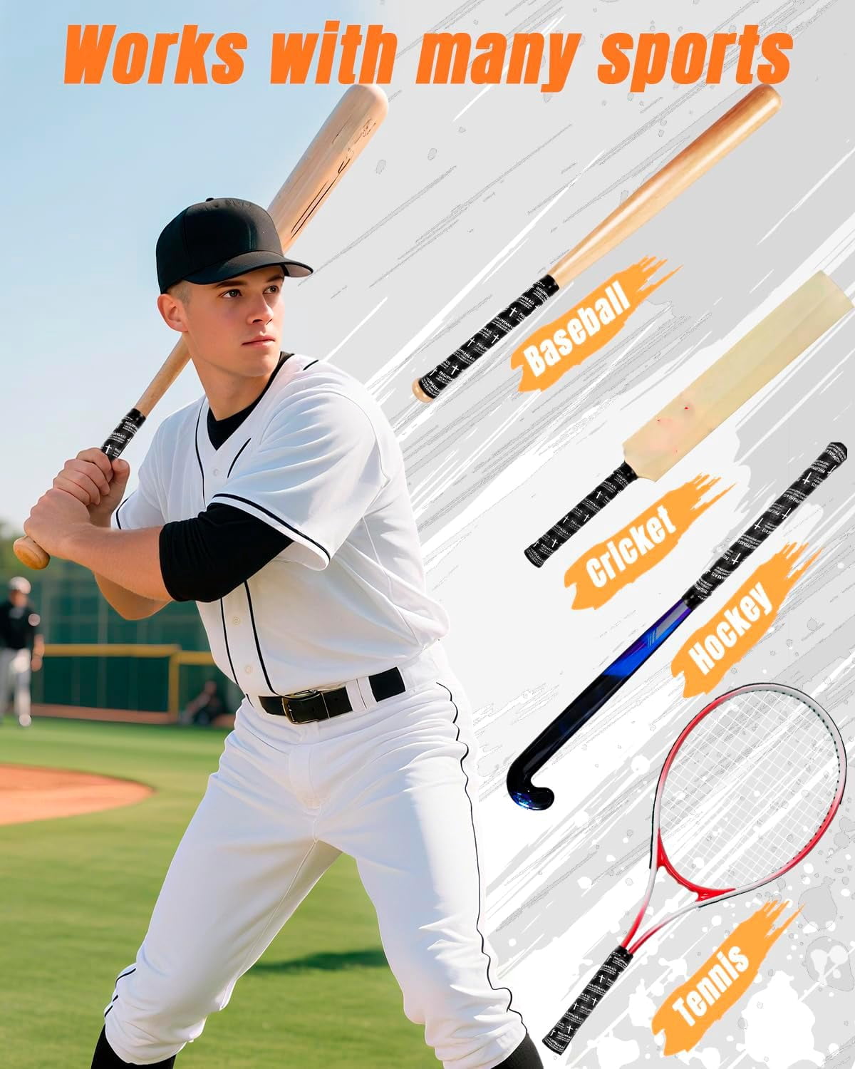 HomeJoy  Baseball Bat Grip Tapes, Faith Cross Bat Grip Tape, 1.5mm Precut and Full Adhesive Baseball Wrist Tape, Scripture Designs Non-Slip Religious Baseball Grip Tapes for Sports