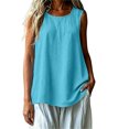 thumbnail image 2 of IUYRTFE Women Round Neck Sleeveless Tank Top with Side Slits Loose Fit Casual Summer Blouse, 2 of 7