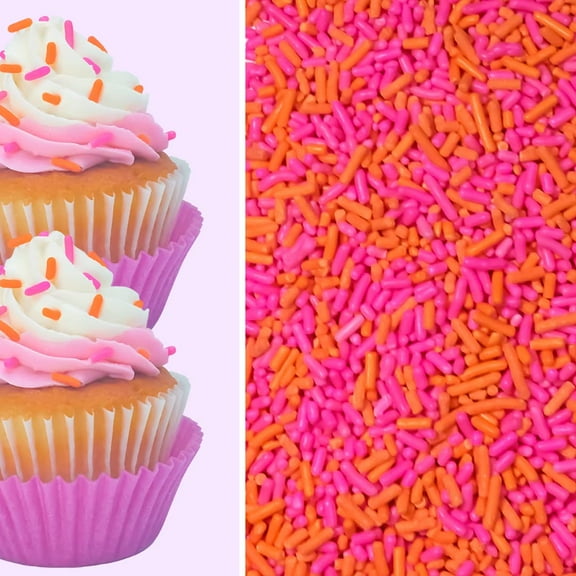 Sprinkle Deco® Orange and Pink Sherbet Cake Pop Cookie Cupcake Cakes Semi-Sweet Edible Confetti Decorations Sprinkles Desert Jimmies Toppers