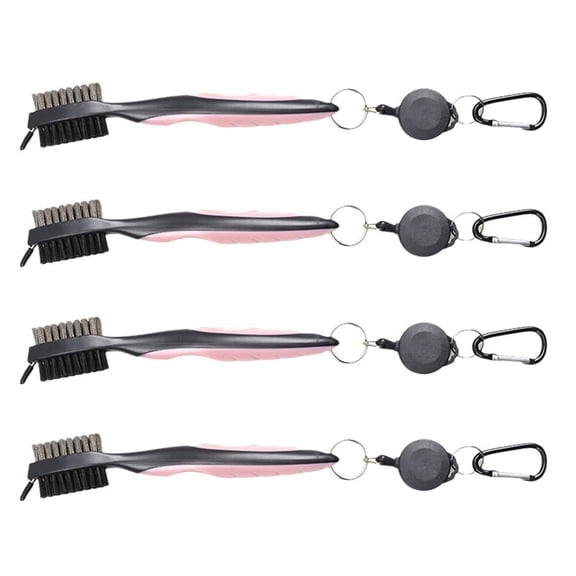 Golf Club Cleaning Brush, Ball Double-Sided Cleaning Tool, Nylon Steel Brush, Cleaning Tool Accessories Pink