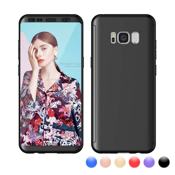 Njjex Case Cover For Samsung Galaxy S8 / S8+ / S8 Plus / SM-G950 / SM-G955, Njjex 3 in 1 Ultra Thin and Slim Hard PC Case Anti-Scratches Premium Slim 360 Degree Full Body Protective Cover -Black
