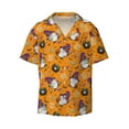 thumbnail image 2 of Lsque Halloween Witches Gnome print Men's Cuban Collar Short Sleeve Shirt Summer Beachwear Casual Button Down Fashionable Vacation Leisure Shirt-XX-Large, 2 of 7